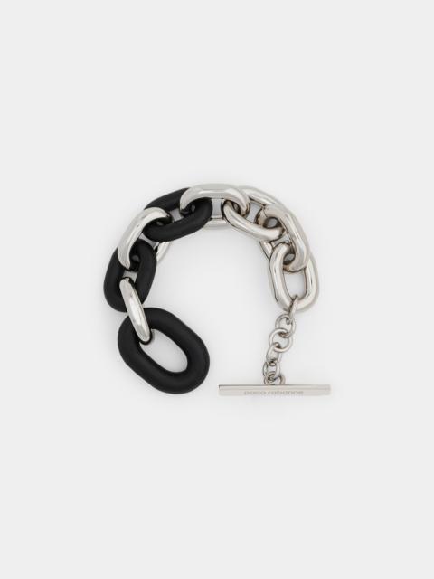 rabanne XL LINK BRACELET IN SILVER AND LEATHER