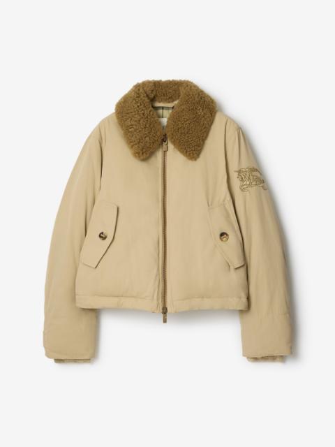Burberry Shearling Collar Gabardine Jacket