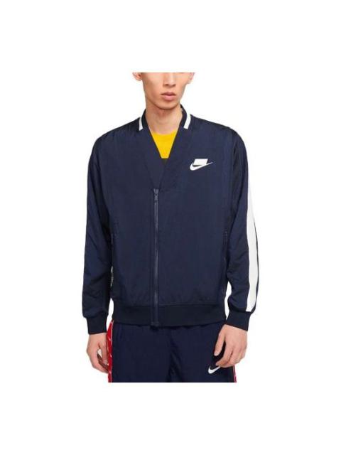 Nike Sportswear Nsw logo Printing Contrasting Colors Woven Jacket Navy Blue CJ5045-410