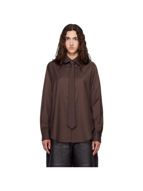The Frankie Shop Brown Peri Tie Neck Shirt