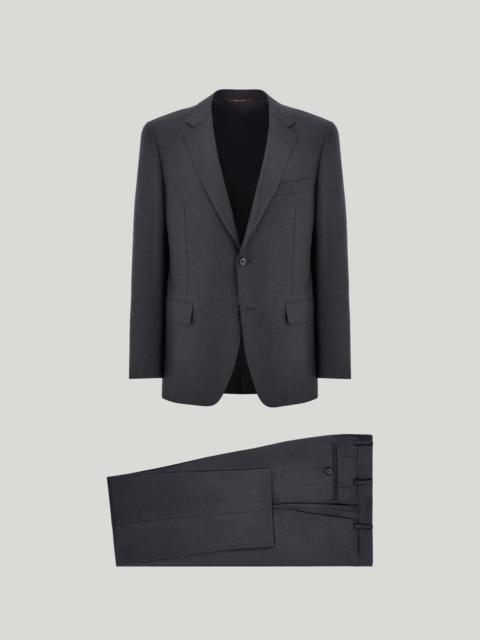 Canali ANTHRACITE 160’S WOOL BIRDSEYE MOTIF REGULAR-FIT SUIT