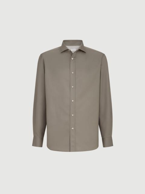 Brunello Cucinelli Garment-dyed twill shirt with spread collar