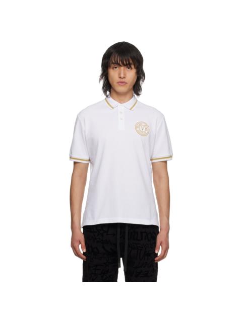 VERSACE JEANS COUTURE White V-Emblem Polo