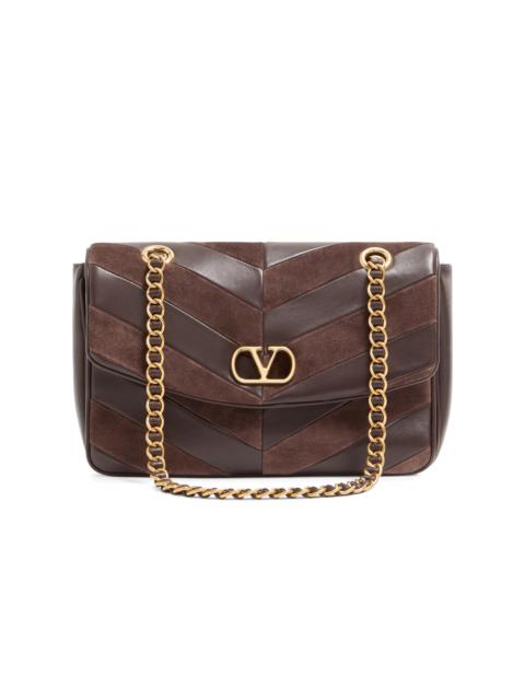 Valentino Women's Djuna Shoulder Bag in Suede and Nappa - Ebony