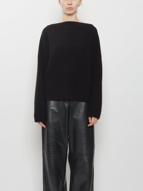 DUŠAN Cashmere Ribbed Batwinged Boatneck Sweater
