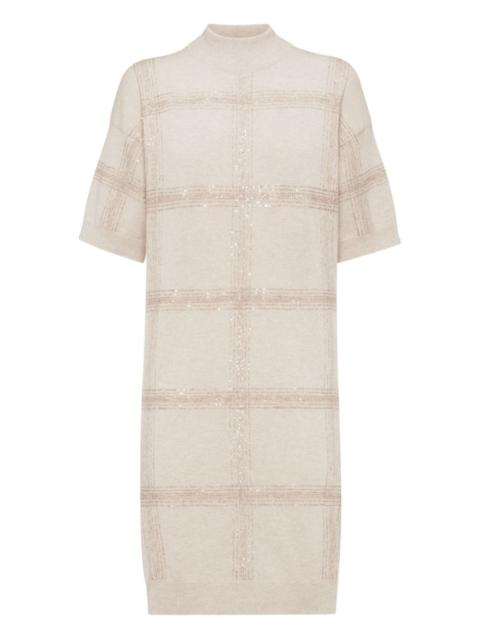 mock-neck midi dress