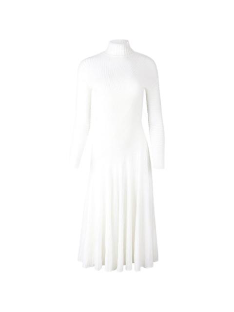 Alaïa pleated turtleneck midi dress