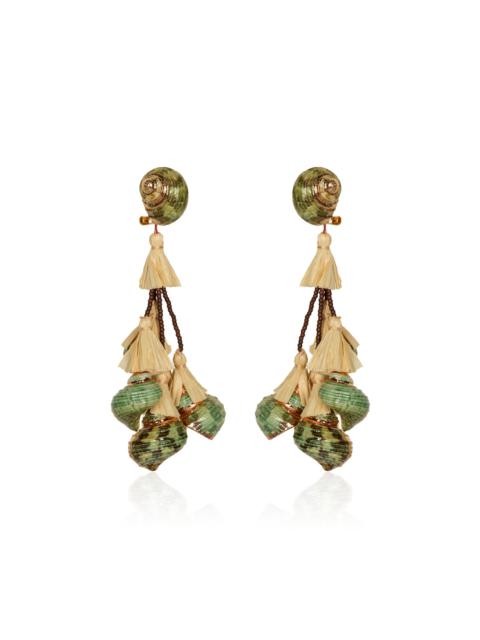 Johanna Ortiz Espiral Sagrado Natural Shell Earrings green