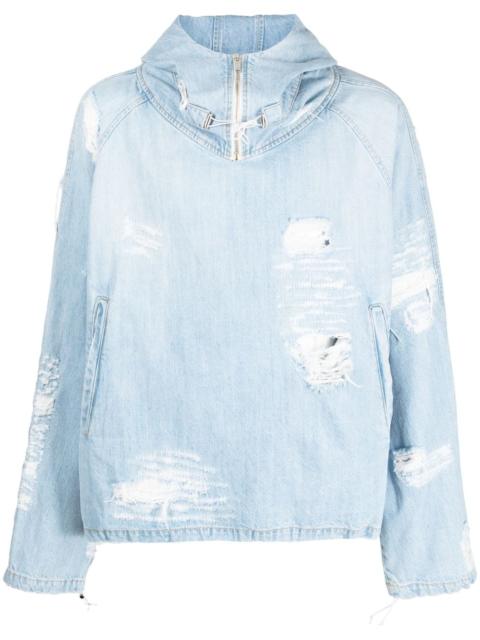 424 distressed cotton hooded jacket