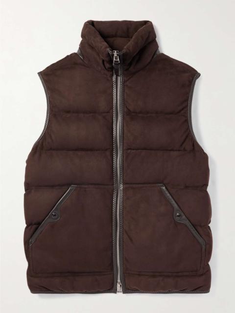 TOM FORD Slim-Fit Quilted Leather-Trimmed Suede Down Gilet