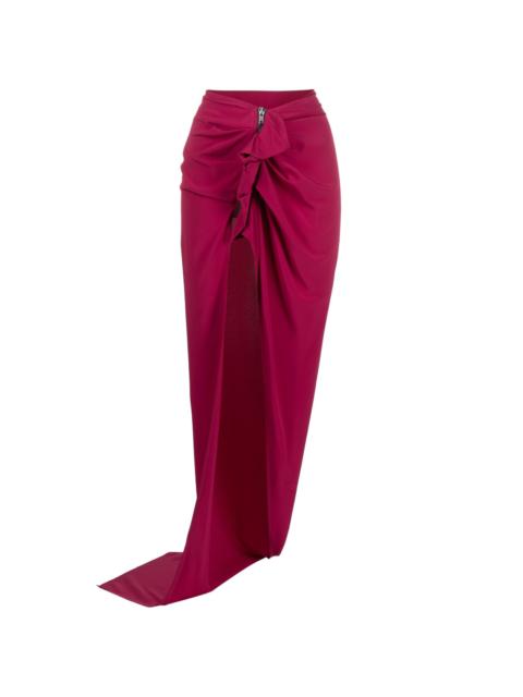 ruffle-trim draped maxi skirt