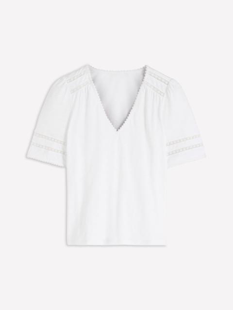 BODEN Poppy Trim V Neck T-Shirt-White