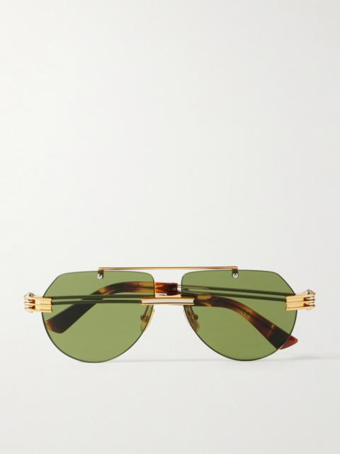 Bottega Veneta Aviator-style Gold And Silver-tone Sunglasses