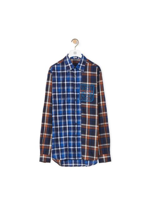 Patchwork check shirt in cotton