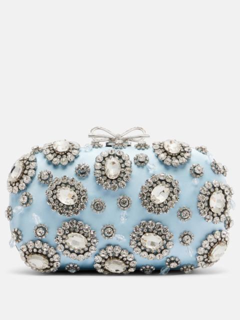 self-portrait Crystal-embellished satin clutch