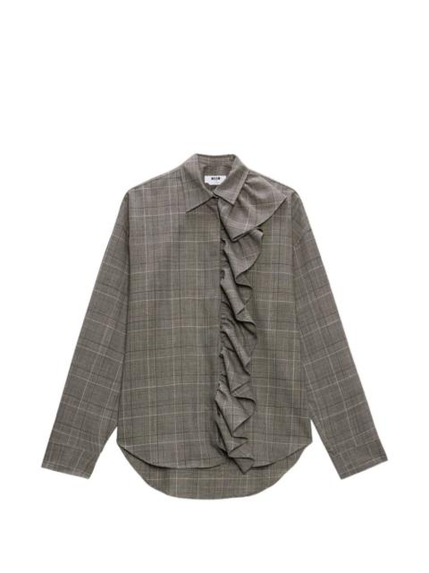 MSGM ruffled-detail check-pattern shirt