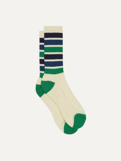 Drake's Blue, Green and Navy Striped Sport Socks