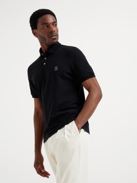 Cotton piqué polo shirt with printed logo