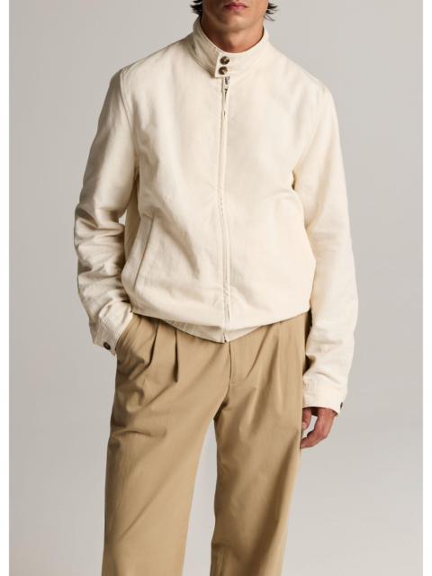 Vince Italian Cotton-Linen Band-Collar Bomber Jacket