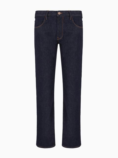 GIORGIO ARMANI Five-pocket, regular-fit, stretch-cotton denim trousers