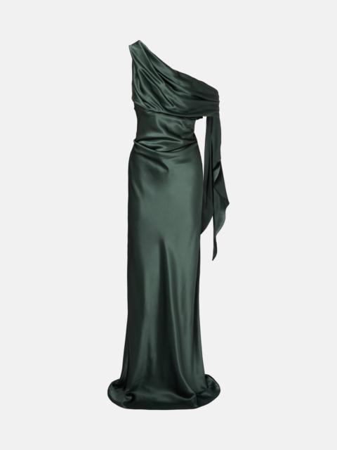 THE SEI Draped asymmetric silk satin gown