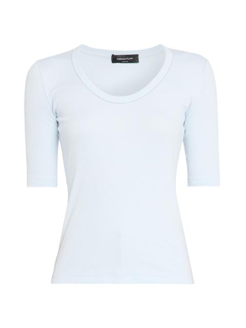 FABIANA FILIPPI Women's Jersey Cotton U-Neck T-Shirt - Acqua