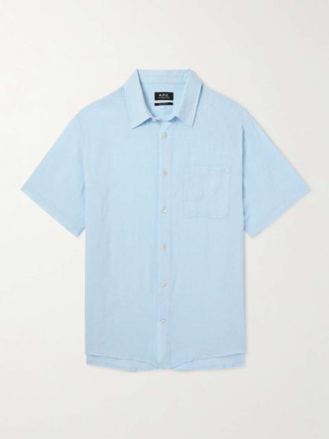 A.P.C. Bellini Logo-Embroidered Linen Shirt