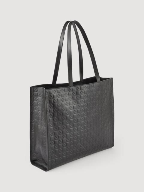 Sandro Large tote in monogram-embossed leather