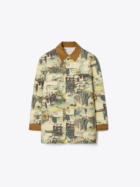 TORY BURCH Printed Denim Barn Jacket