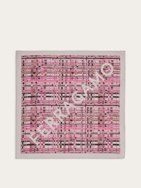 FERRAGAMO CHECK PRINT SILK FOULARD