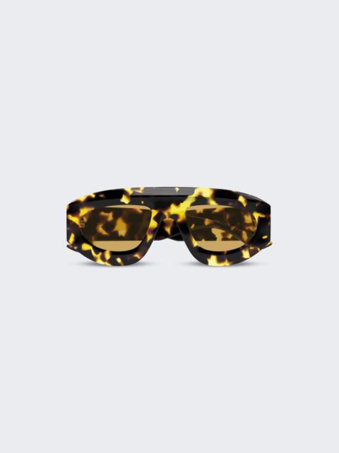 Bottega Veneta Ultra Thin Shield Sunglasses Shiny Spotted Havana