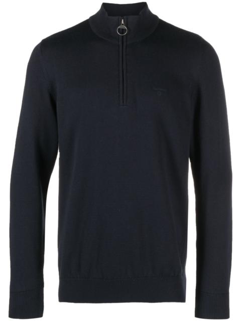 Barbour logo-embroidered half-zip jumper