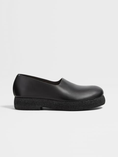 ZEGNA BLACK LEATHER LOAFERS