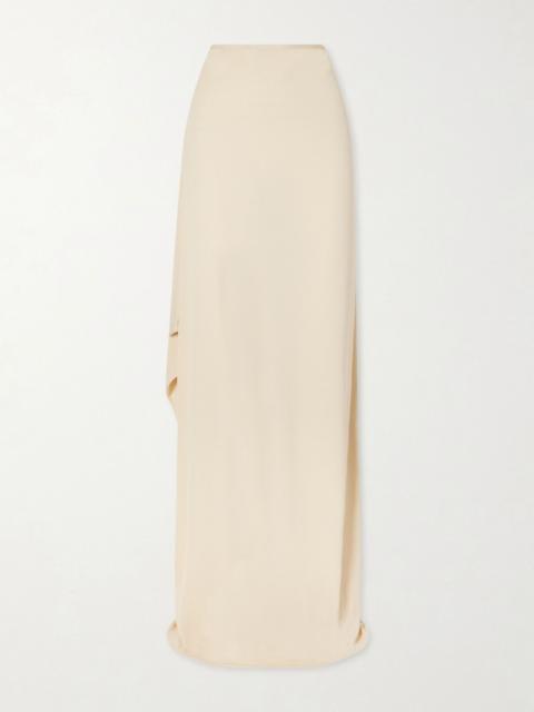 The Row Dione draped satin maxi skirt Cream