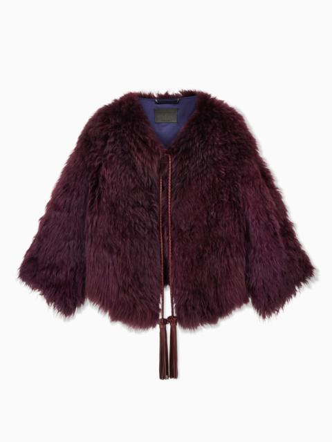 GIORGIO ARMANI LONG-HAIRED LEATHER JACKET WITH TASSELS AND SILK LINING