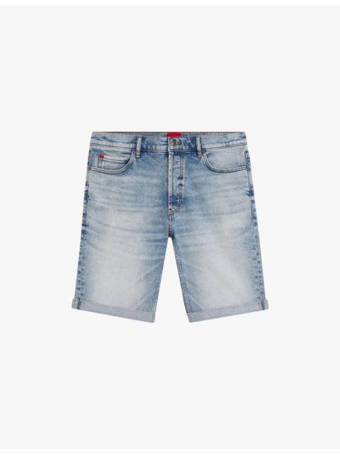 HUGO Tapered-Fit Mid-Rise Stretch-Denim Shorts