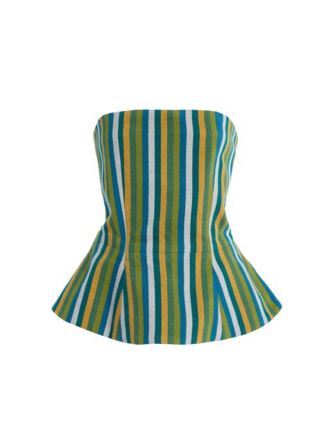 MARRAKSHI LIFE Exclusive The Striped Cotton Corset Top green