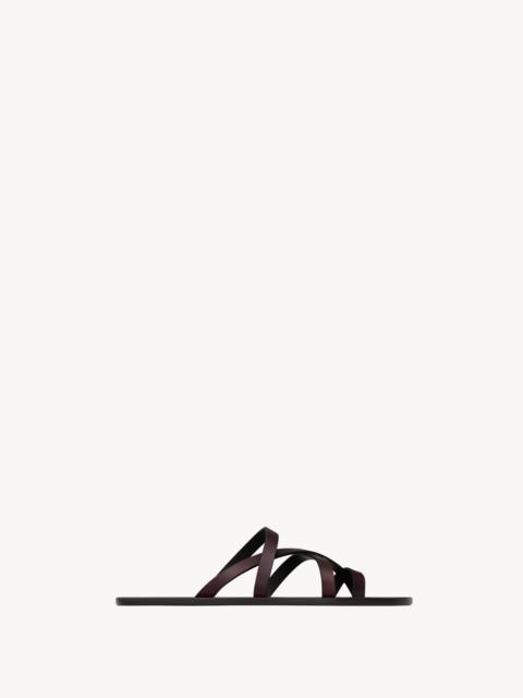 SAINT LAURENT CULVER SLIDES IN SMOOTH LEATHER