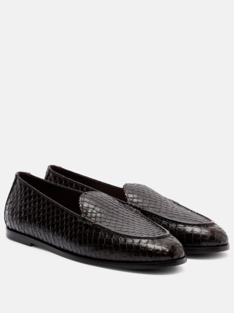 AQUAZZURA College snake-effect leather loafers