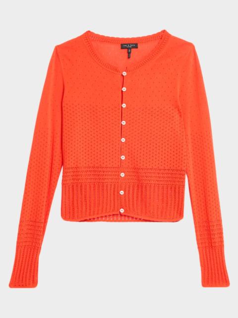 rag & bone Michelle Scalloped Pointelle-Knit Cardigan