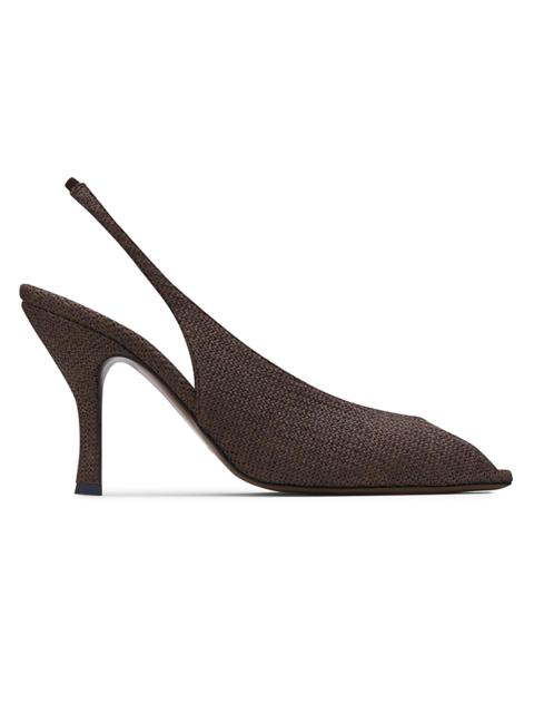 NEOUS Women's Hamal 85MM Raffia Slingback Pumps - Dark Chocolate