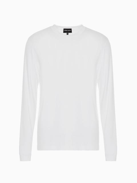 GIORGIO ARMANI Stretch viscose jersey jumper with crew neck and long sleeves