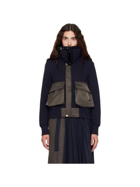 sacai Navy Sponge Sweat Blouson Jacket
