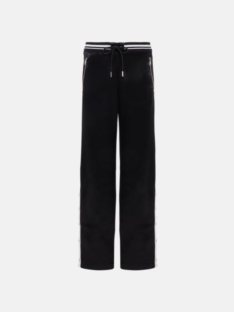 Alessandra Rich SATIN TRACK PANTS WITH BUTTONS