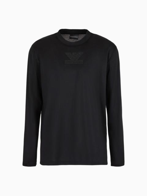 EMPORIO ARMANI ASV Clubwear oversize sweater in Lyocell-blend jersey with rhinestone patch