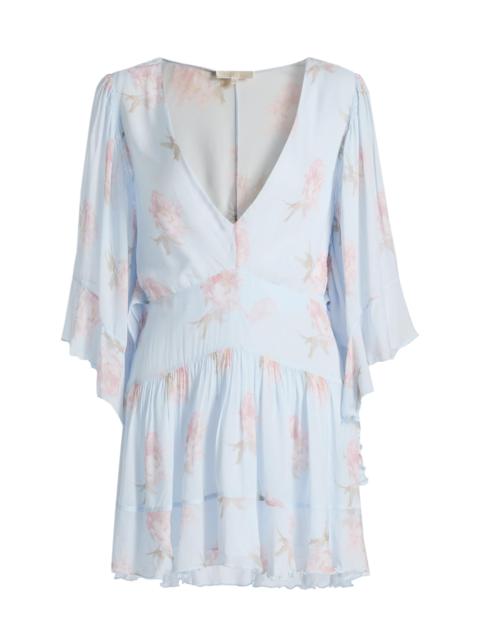 LoveShackFancy Women's Auralie V-Neck Floral Minidress - Blue Roan