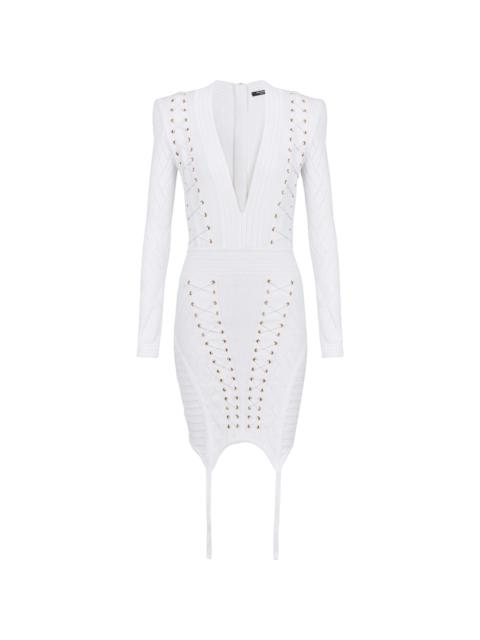 Balmain lace-up detail knitted dress