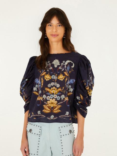 FARM RIO Golden Nature Short Sleeve Blouse
