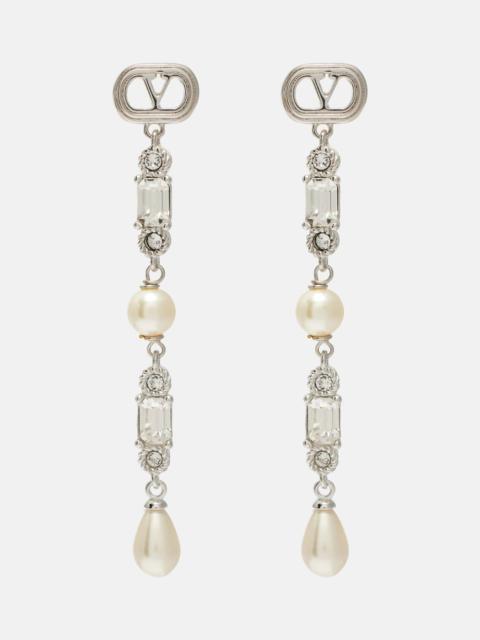 Valentino Ovalette VLogo Swarovski®-embellished drop earrings