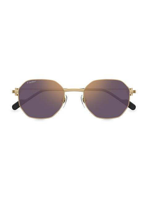 Cartier Women's Première De Cartier 50MM Round Sunglasses - Purple Amber Gold